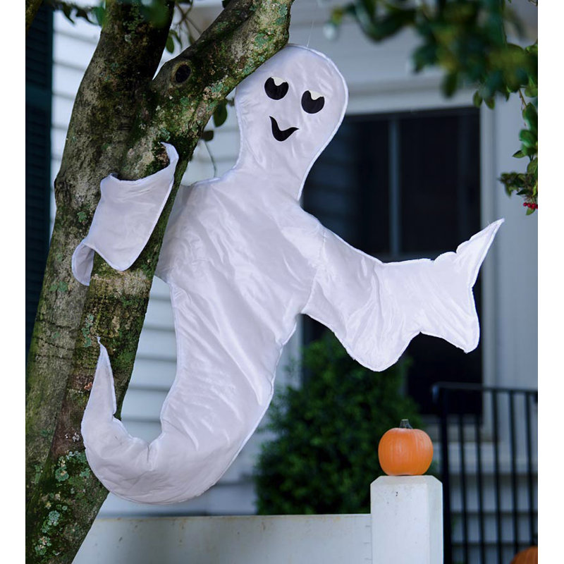 White Fabric Ghost Halloween Tree Wrap Decoration