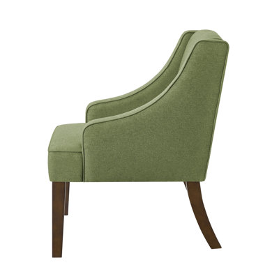 Linen Upholstered Armchair with Solid Wood Legs
