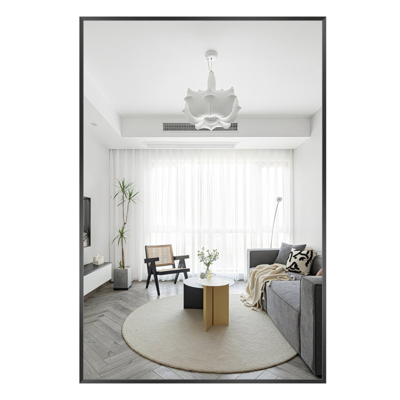 Talma Wood Flat Mirror, 38" H x 26" W, Black