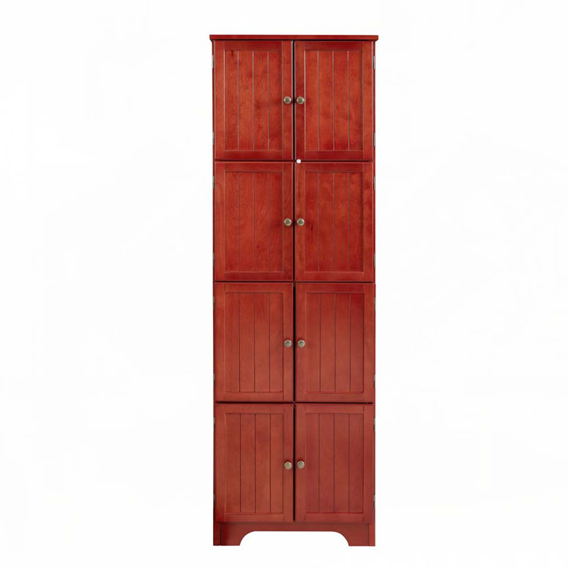 72.4" Tall Storage Cabinet with 8 Doors and 4 Shelves, Cherry