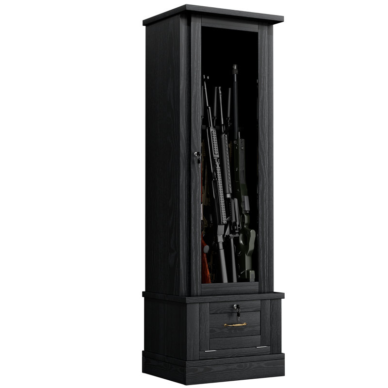 10 Gun Safe For Rifles, Wooden Display Gun Cabinet For Long Rifles, Quick Access Cabinet Safes With Large Sapce Storage For Multiple Short Gun, Espresso