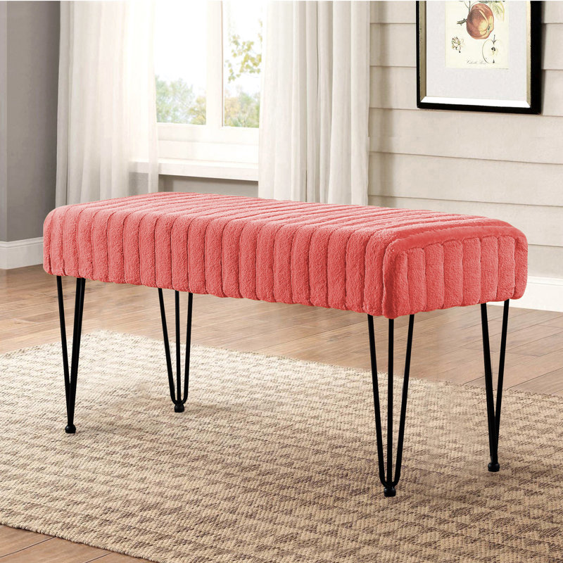 Dugan Upholstered Ottoman, Sugar Coral 
