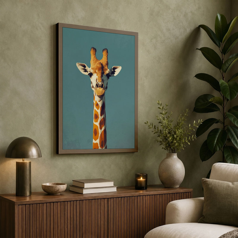 Forward Giraffe Modern - Wrapped Canvas, 18x12 - 45.7 x 30.5 cm, Cream Border