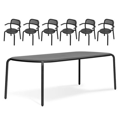 Toni Tablo Outdoor Dining Table Set With Armchairs