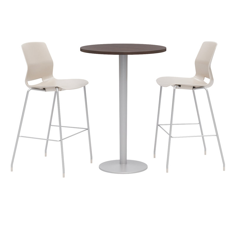 Ensemble de table de salle à manger 30 po et de chaise ronde L, Moonbeam, Espresso