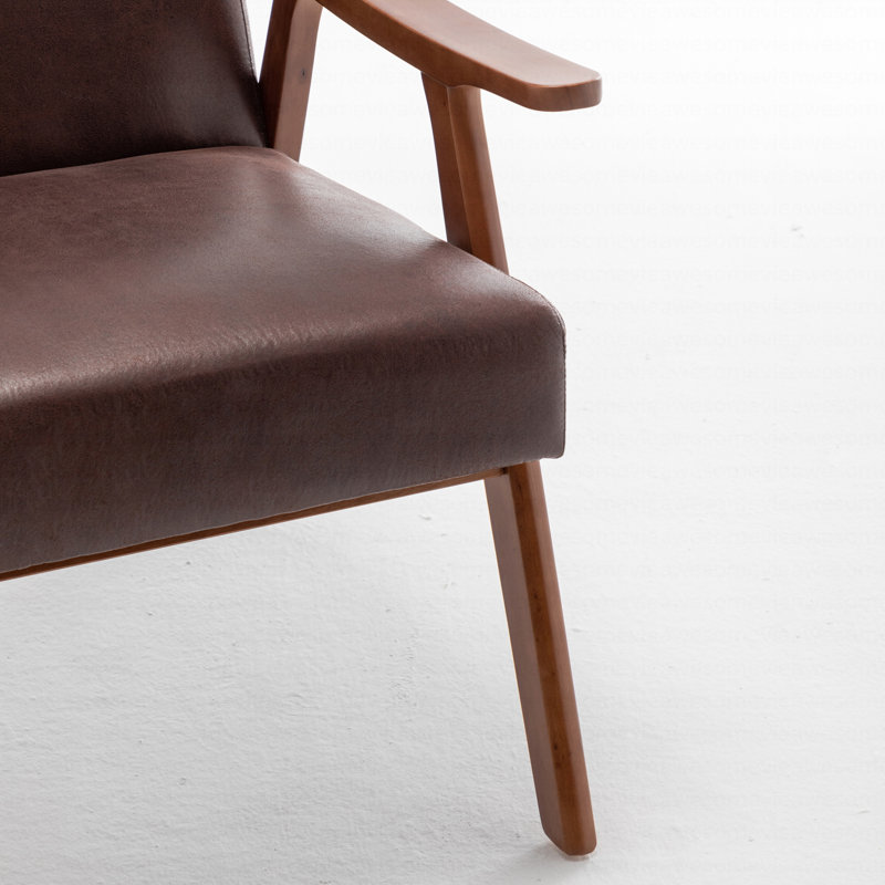 Accent Chair with Upholstery and Solid Wood Frame, Classic Mid-Century Modern Living Room Furniture for Extra Seating