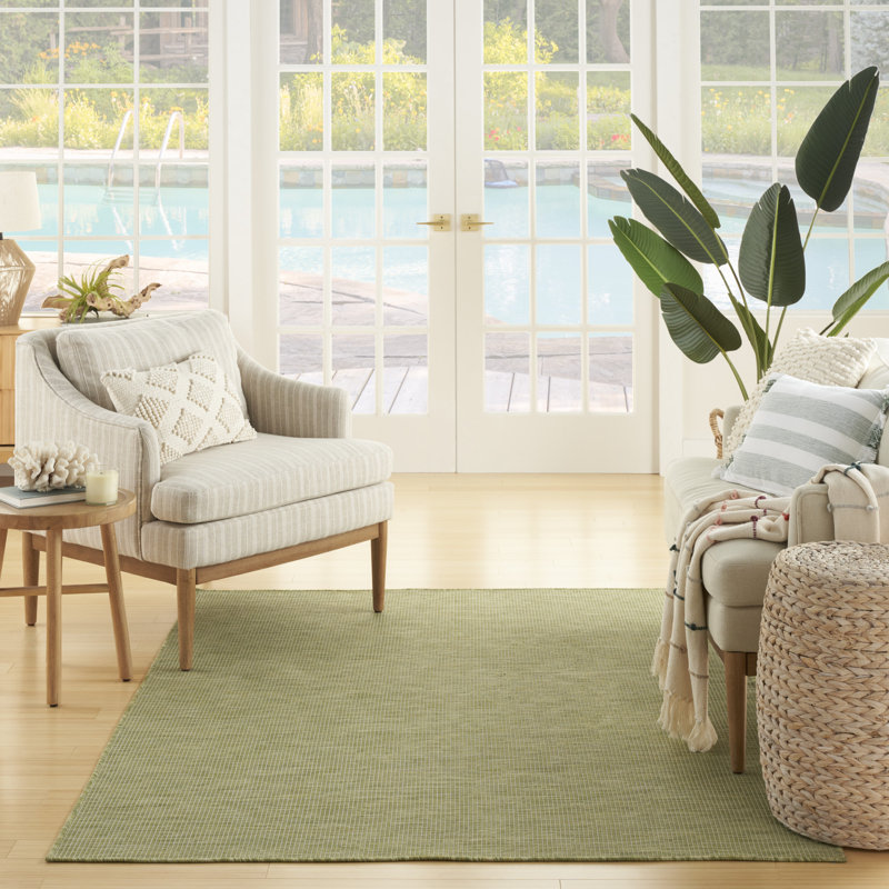 Tapis terre cuite intérieur / extérieur Lillehammer, Rectangulaire 7 pi x 10 pi, Vert mousse
