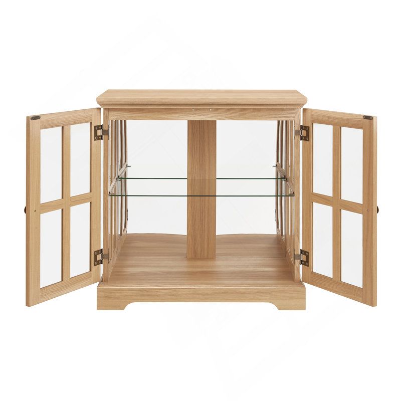 LED Curio Display Cabinet,Antique Display Cabinet With Adjustable Shelves,Retro Design Quality Showcase With Lattice Doors Elegant Bookcase And Storage Cabinet For Home Decor And Organization  OAK