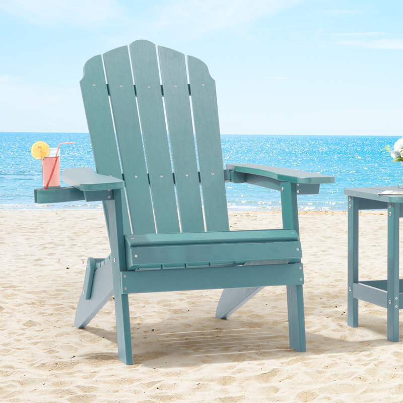 Chaise Adirondack pliante en plastique Ramilla, Lac bleu