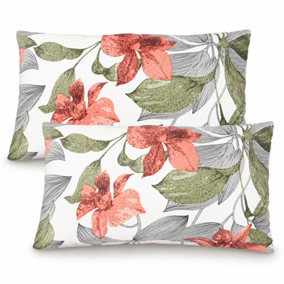 Ensemble de 2 housses de coussin lombaire intérieur / extérieur 12 po x 39 po hydrofuges et résistantes à la décoloration