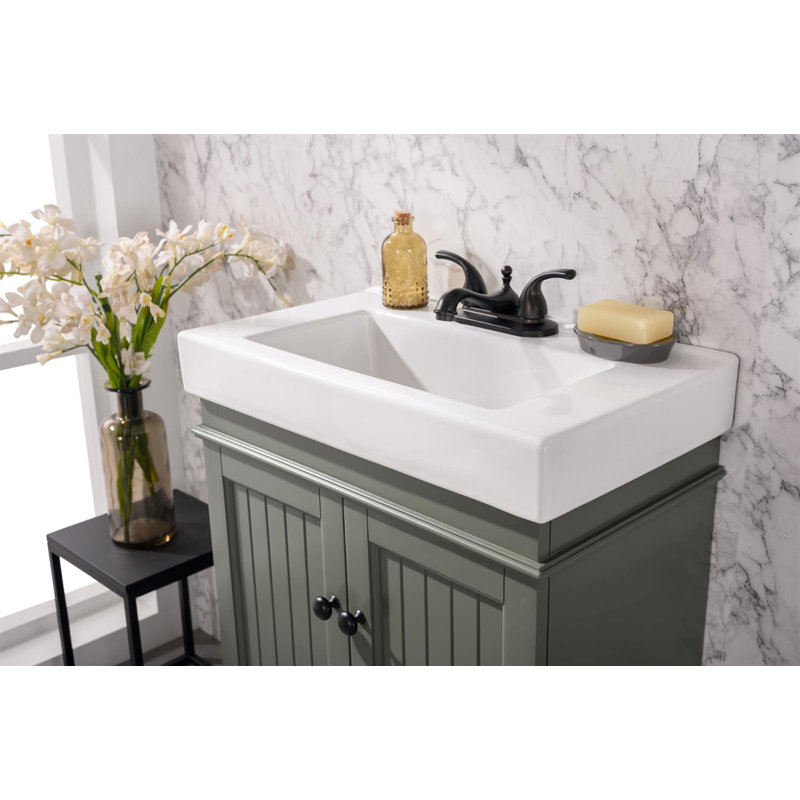 Ensemble de meuble-lavabo simple 24 po Dacion, Étain, vert