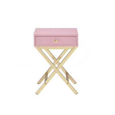 Table d'appoint rose et or