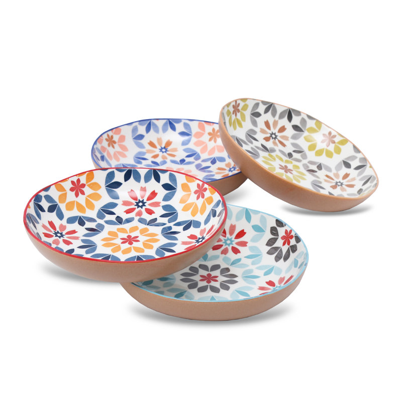 Ensemble de 4 bols à pâtes en os Lorren Home Trends à motif floral, multicolore