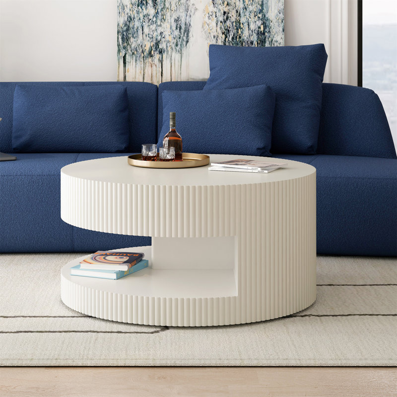 Table basse ronde de 31,5 po (y compris la table basse, sans les chaises), Blanc