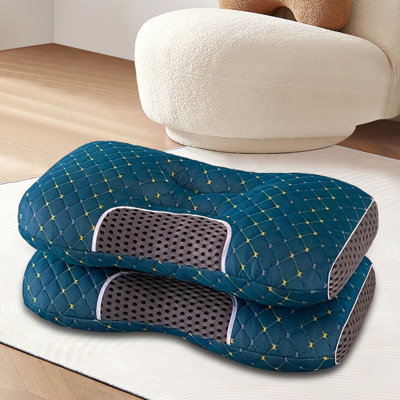 Oreillers tricotés pour la protection du cou du spa Oreillers de sommeil Oreillers domestiques absorbants et respirants Literie Décoration de salon et de chambre à coucher Oreillers améliorant le sommeil (2Pc)