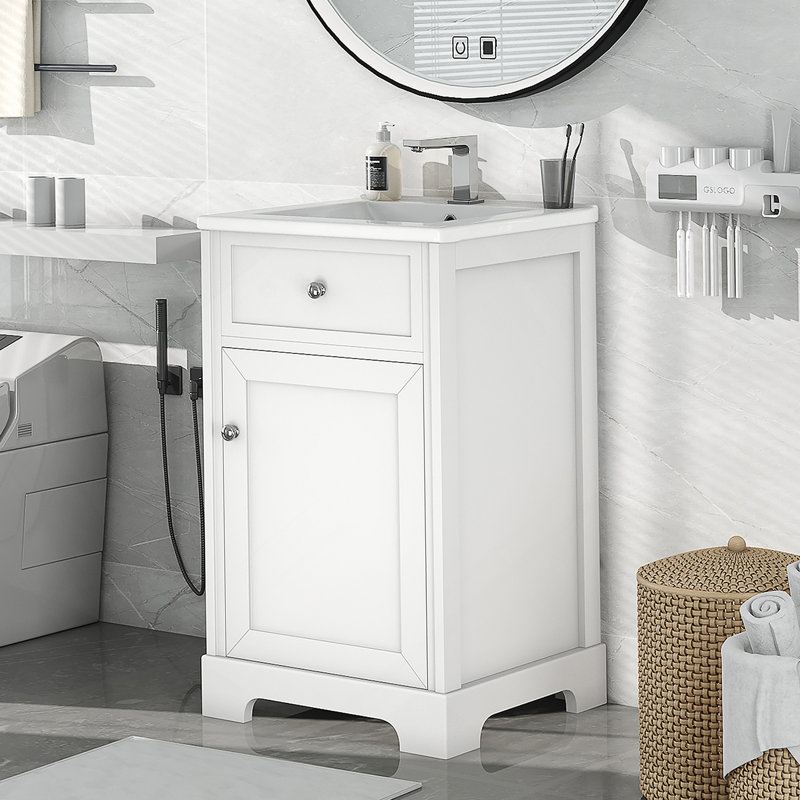 Meuble-lavabo blanc 20 po avec porte à fermeture douce