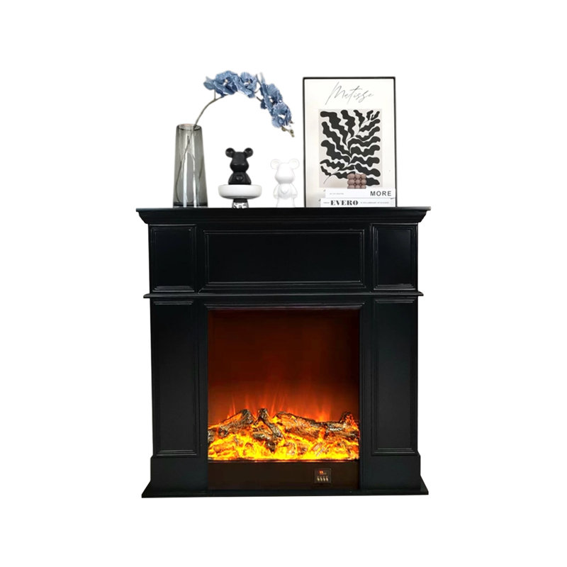 Black Manufactured Wood Electric Fireplace, 39.37" H x 47.24" W x 10.63" D