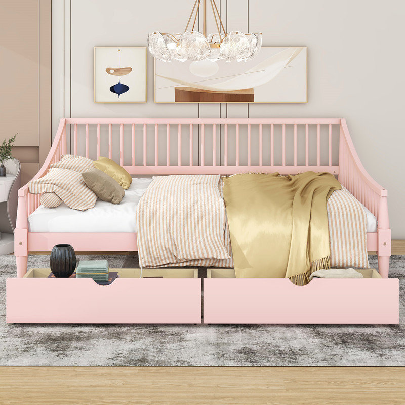 Solid Wood Full Size Daybed, Pink, Full Incorrect join