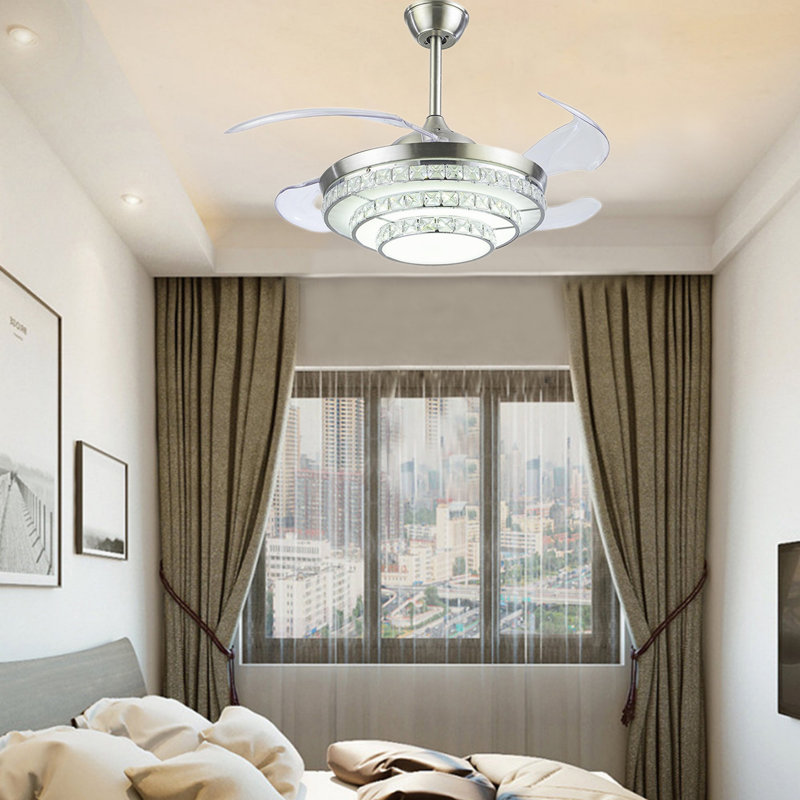 Silver 42 inch Crystal Ceiling Fan with Light