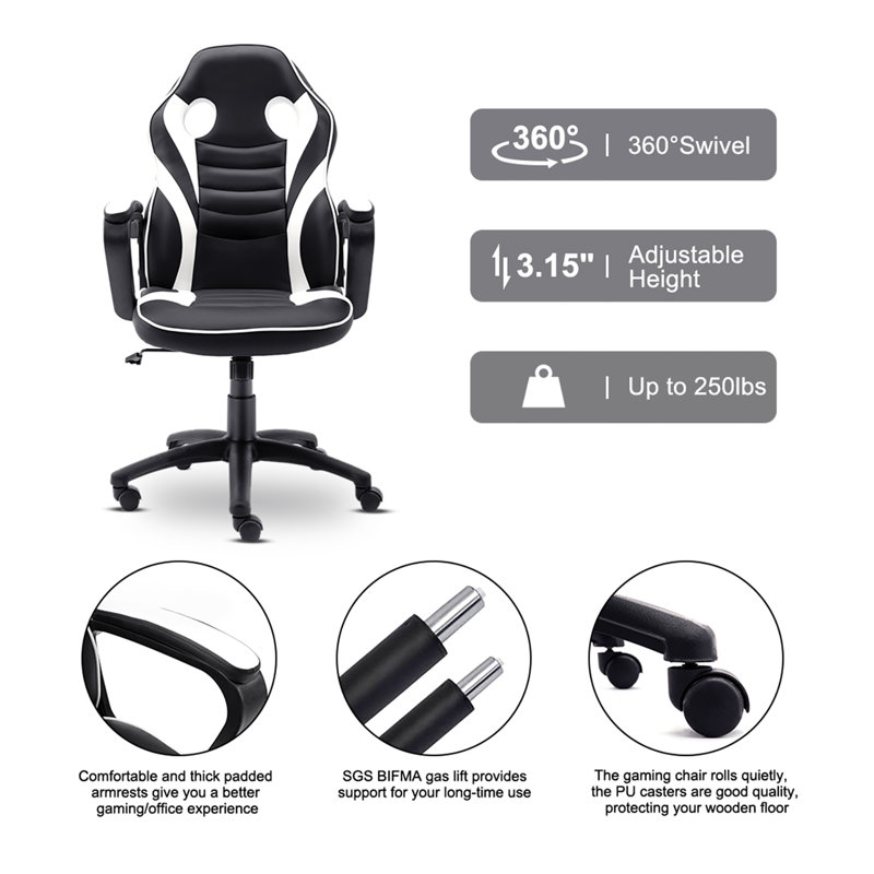 Fauteuil de jeu en cuir, Blanc