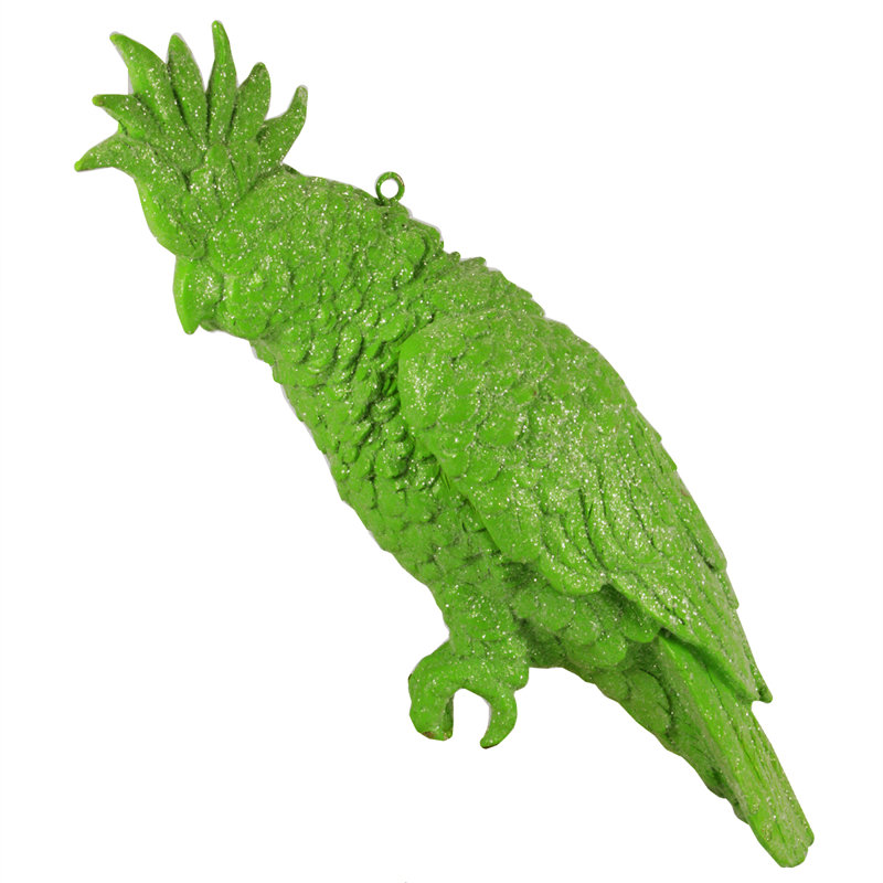 Ornement de Noël en forme de cacatoès vert scintillant 13 po