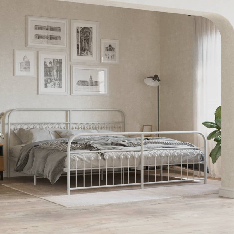 Lantremange Metal Bed, Small Single (2'6), White