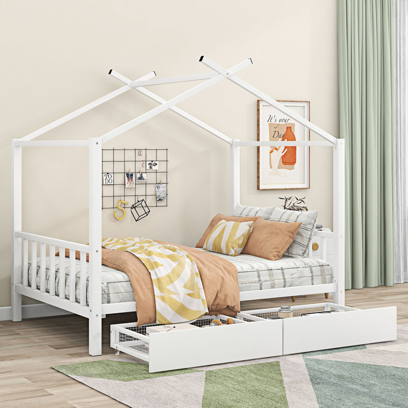 Lit plateforme double 70,25 po Aleksia, Blanc