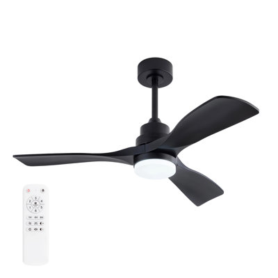 Ventilateur de plafond noir 42 po avec télécommande, moteur à courant continu réversible silencieux, 3 pales en bois