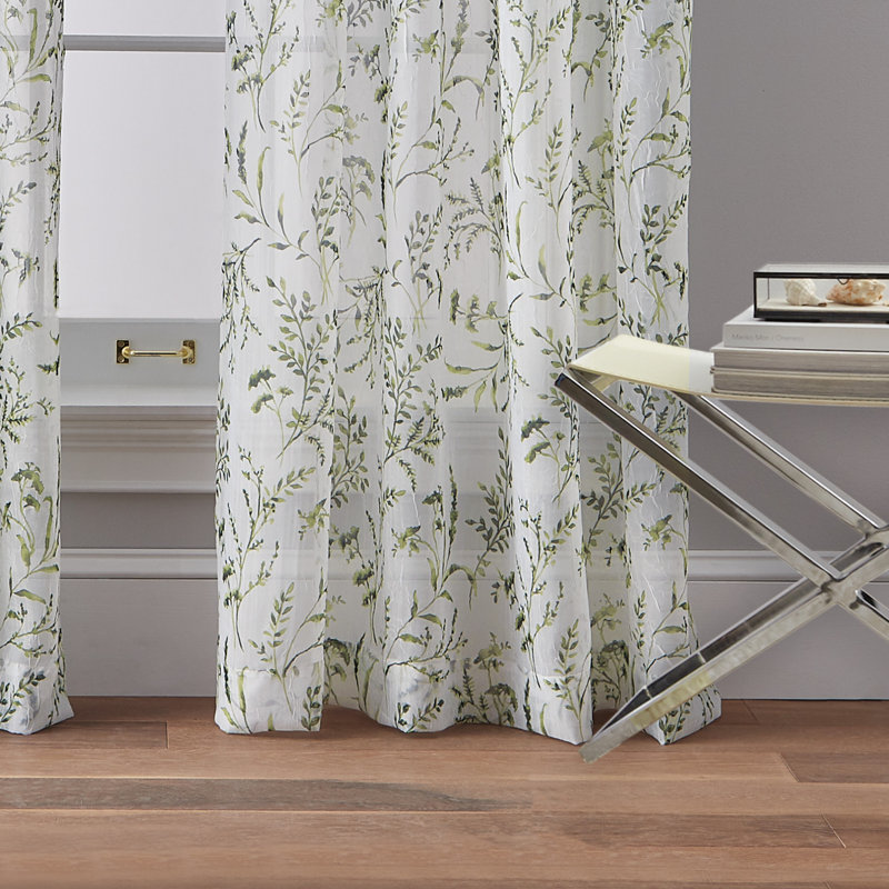 Santa Barbara Voile Sheer Curtain Single Panel, 50" x 84", Green