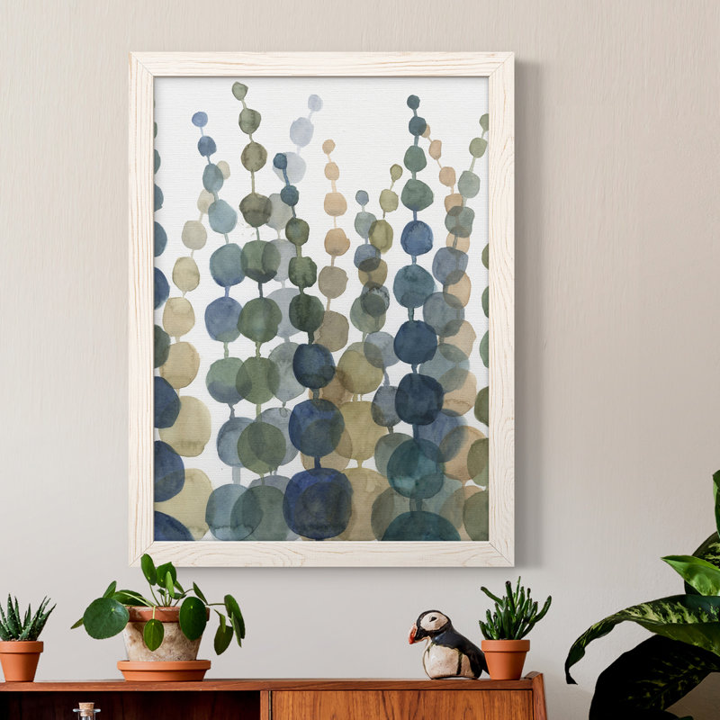 «Pompom Botanical II», toile encadrée de qualité supérieure - prête à être accrochée, Blanc, H 17 po x l 20 po x P 1 po