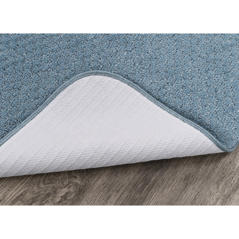 Ensemble de 2 tapis de bain en nylon avec envers antidérapant Juliahna, Bleu
