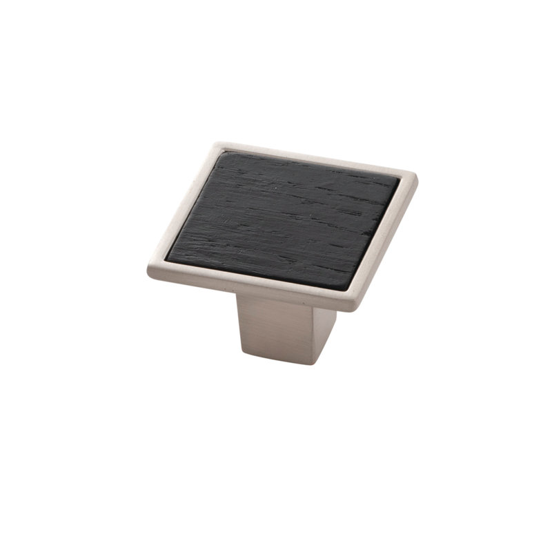 Poignée carrée de 1,44 po Fuse, Nickel satiné et noir, NS avec NM