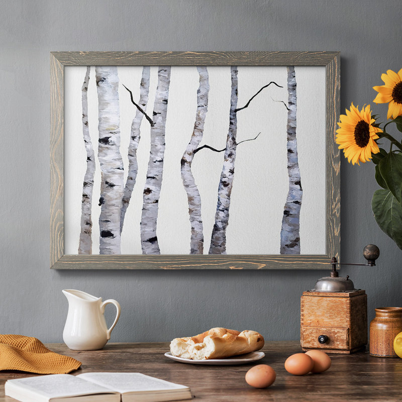 Birch Trees I, reproduction d'art sur toile, Gris, H 26 po x l 38 po