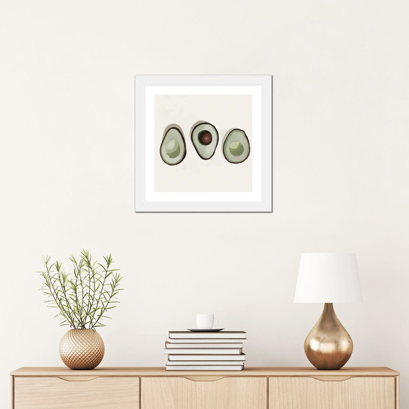 Avocados par Bria Nicole - impression d'art graphique, Papier encadré blanc, Blanc, H 16 po x l 16 po x p 1 po