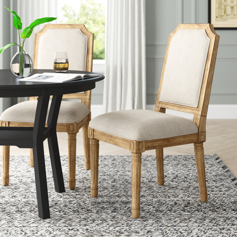 Hildemar 20.5'' H Linen Upholstered Side Chair, Natural, Beige