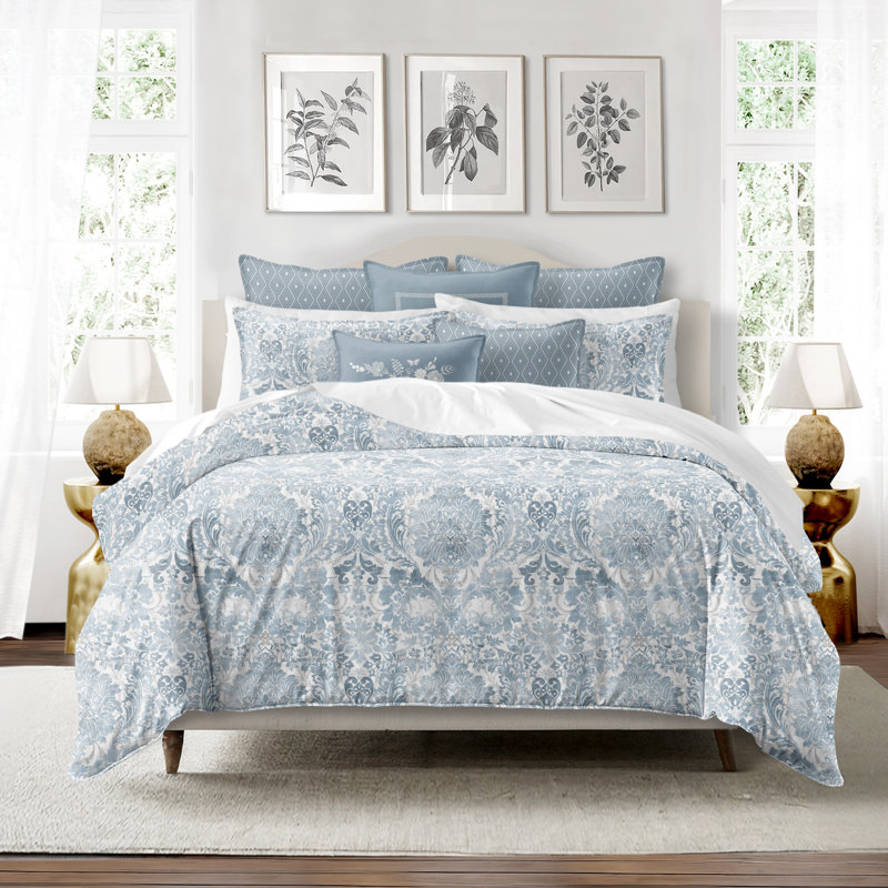 Savannah Cotton Coverlet Set 8 Piece, California King Coverlet + 7 Additional Pieces, Cornflower