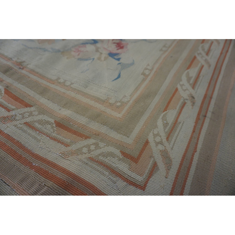 Antique Aubusson French Ivory 1880s Rug