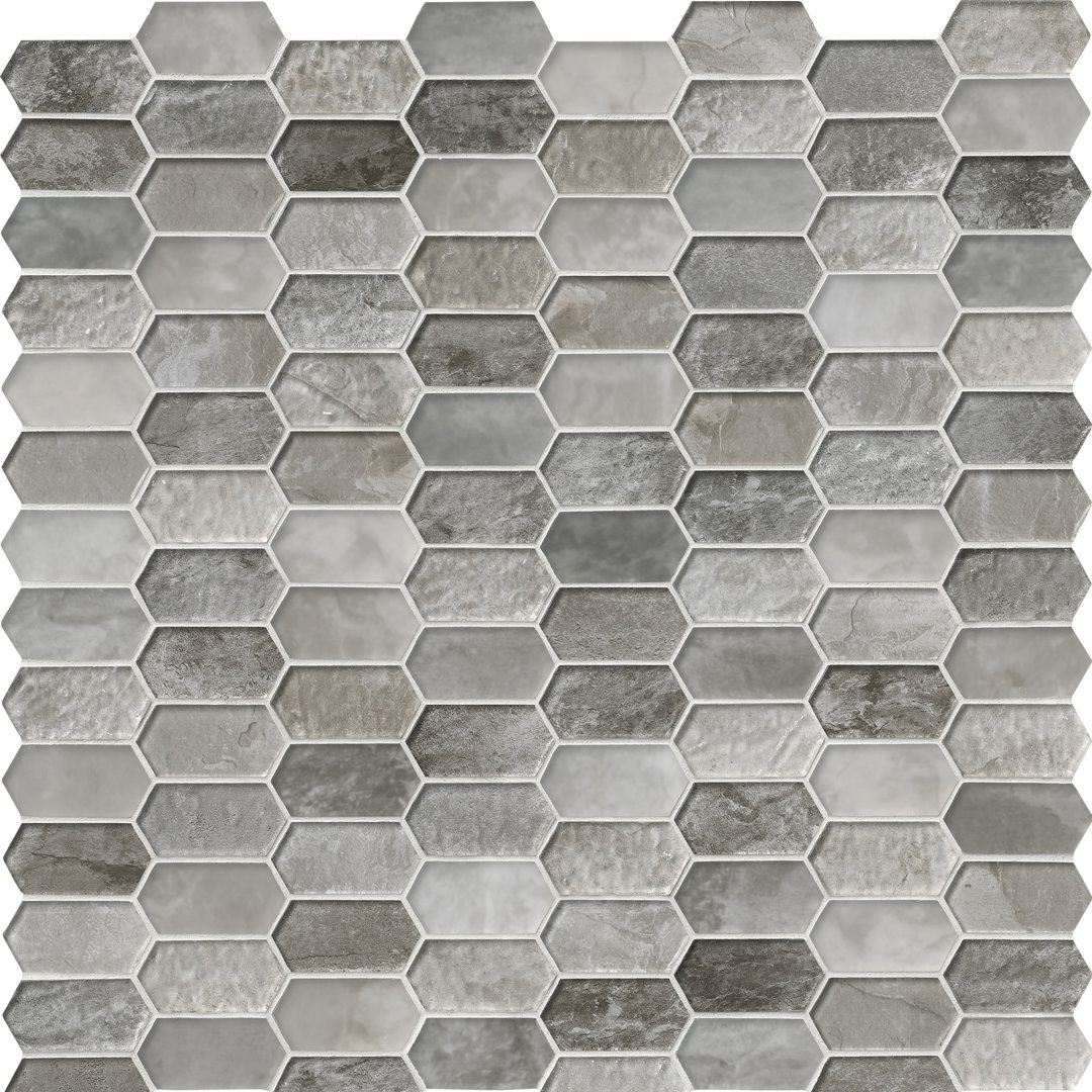 Rustic Beige Spire 12 in. x 12 in. Glossy Glass Mosaic Wall Tile Ackland