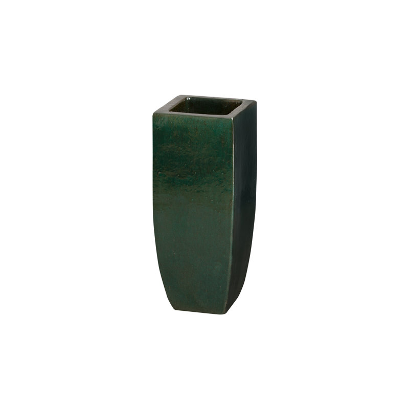 Handmade Ceramic Pot Planter, 23.5" H x 9" W x 9" D, Emerald Green