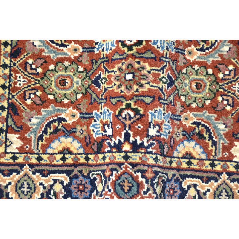Tapis oriental en laine noué à la main brun / noir / blanc, Rectangle 4 pi x 6 pi