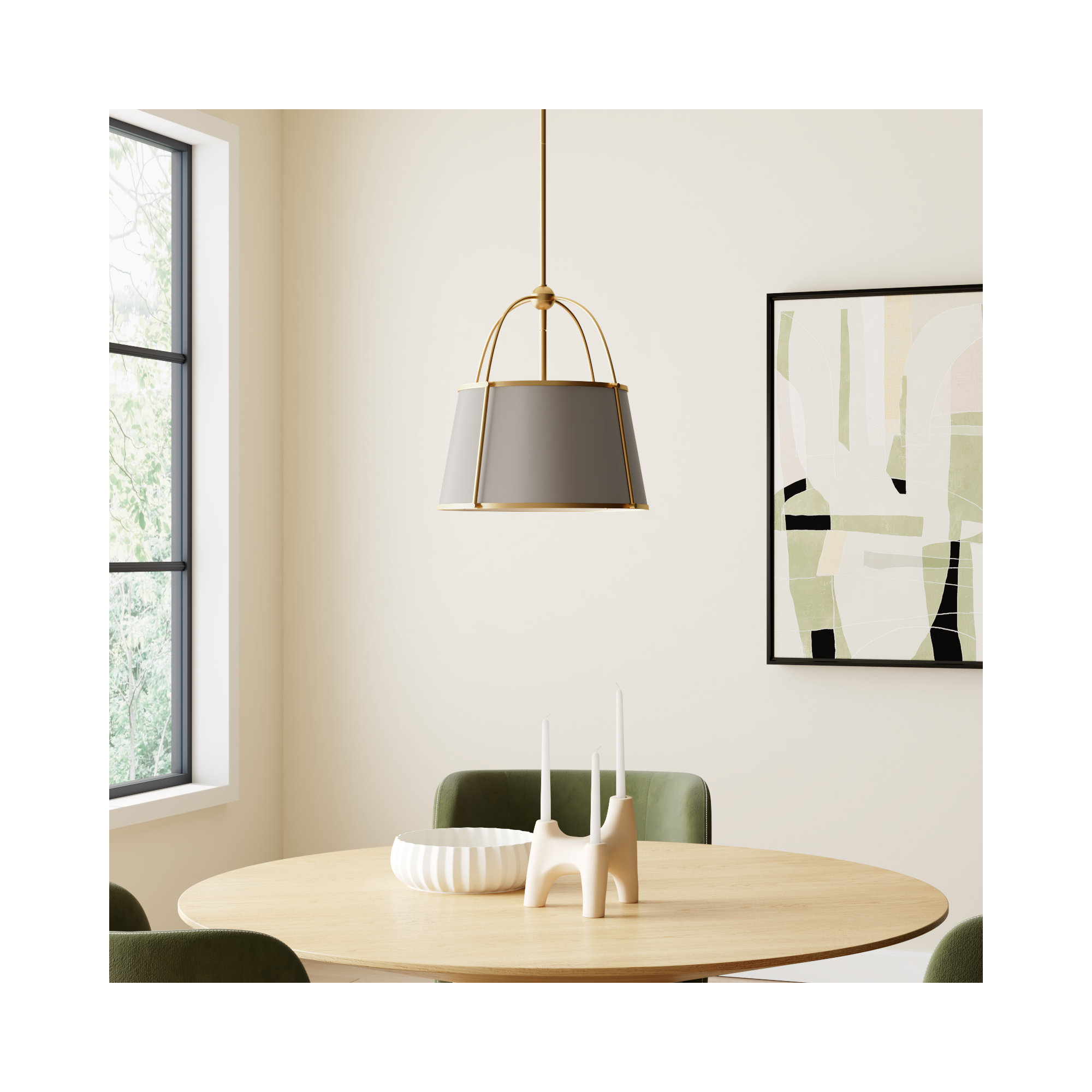 Moxie Single Light Metal Dimmable Pendant, Lacquered Dark Brass