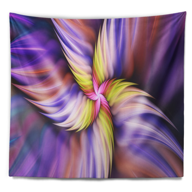 Tapisserie florale florale, mauve et jaune, H 32 po x l 39 po