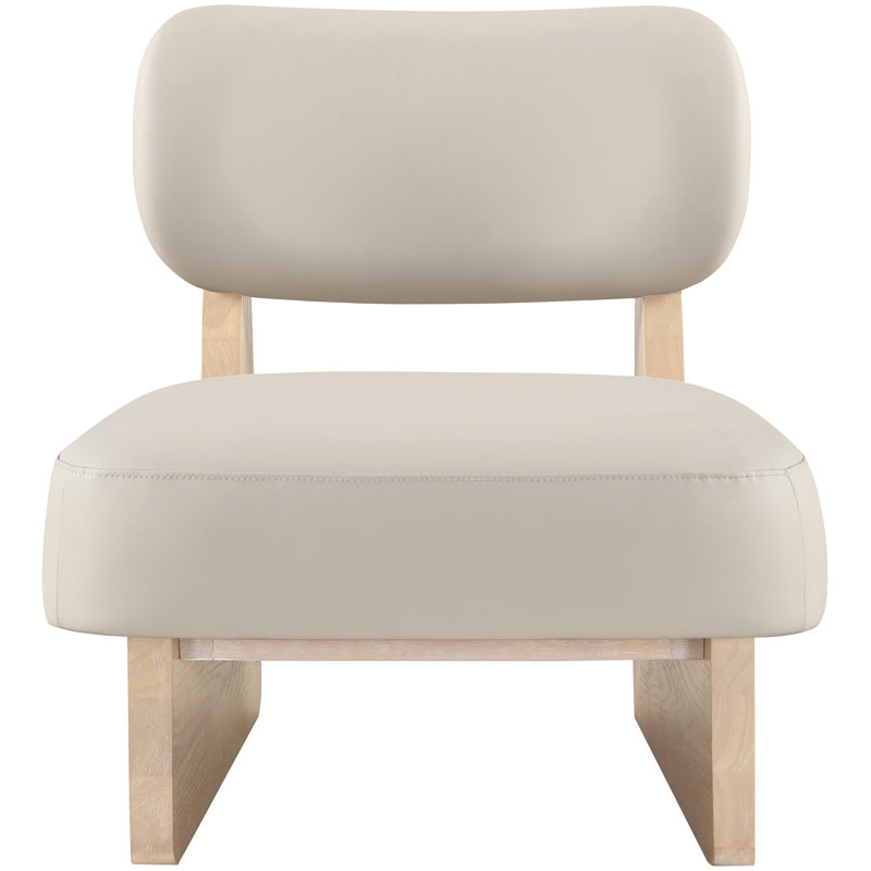 Fauteuil d'appoint en cuir Vetra Lystra, Cuir taupe végétalien, Naturel