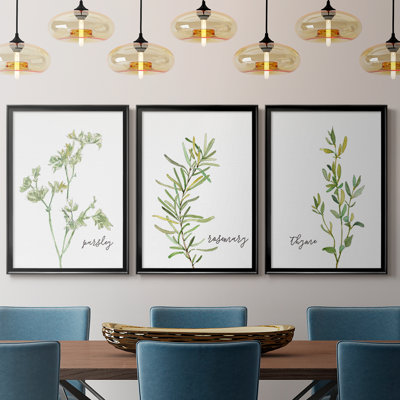 Brindille fraîche - persil sur toile tendue avec châssis - 3 pièces