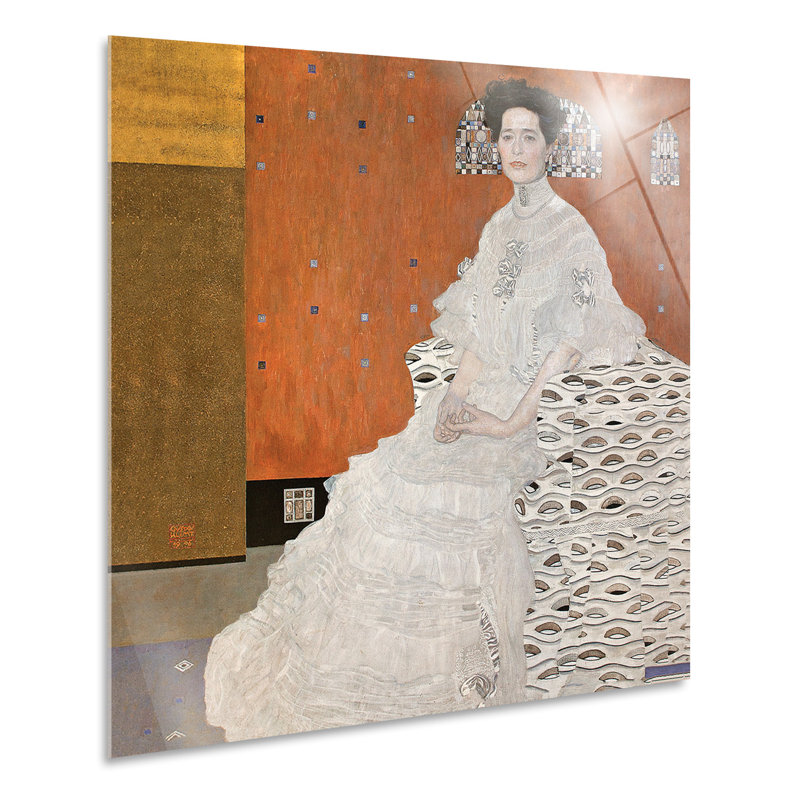 Portrait Of Fritza Riedler by Gustav Klimt - No Frame Painting on Glass, 65cm H x 65cm W