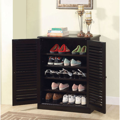 Armoire à chaussures avec 5 tablettes et portes à persiennes
