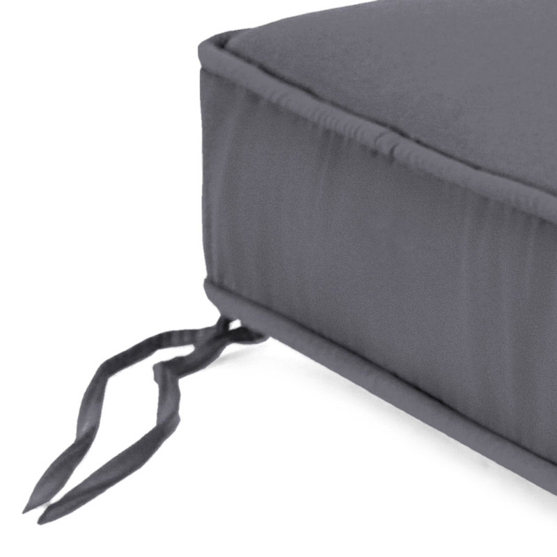 Sunbrella 23" x 22" Outdoor Deep Seat Cushion Set with Ties and Welt, Canvas Charcoal