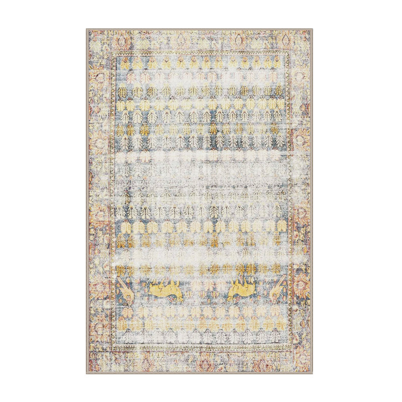 Tapis beige / jaune, Rectangle 6 pi x 9 pi
