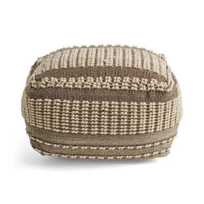 Grand pouf rustique en laine et coton brun