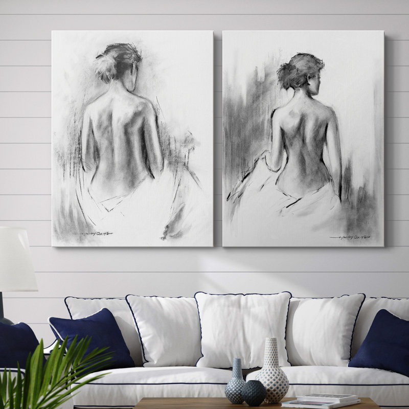 «Soft Silhouette III», ensemble de 2 reproductions d'art, H 12 po x l 16 po x P 1 po, Toile tendue, Pas de tapis
